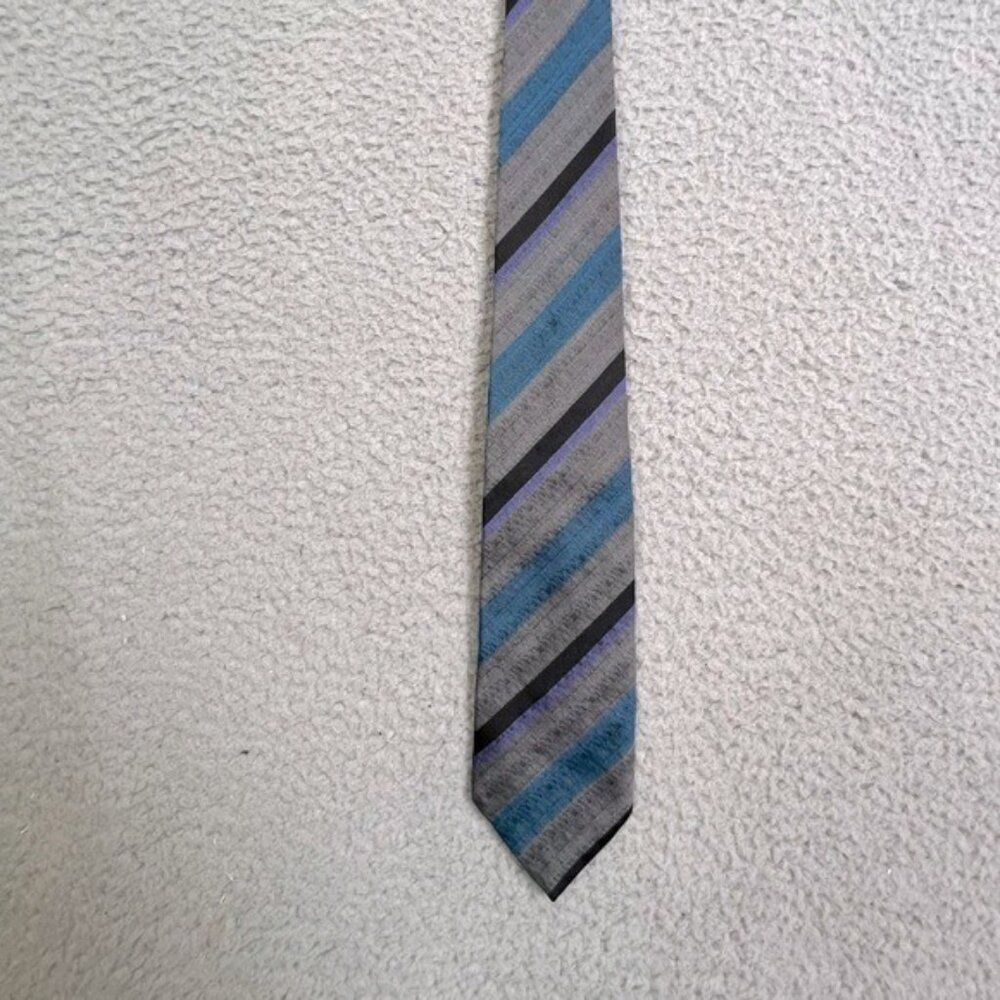 ERMENEGILDO ZEGNA MENS VINTAGE SILK TIE BLUE STRIPED